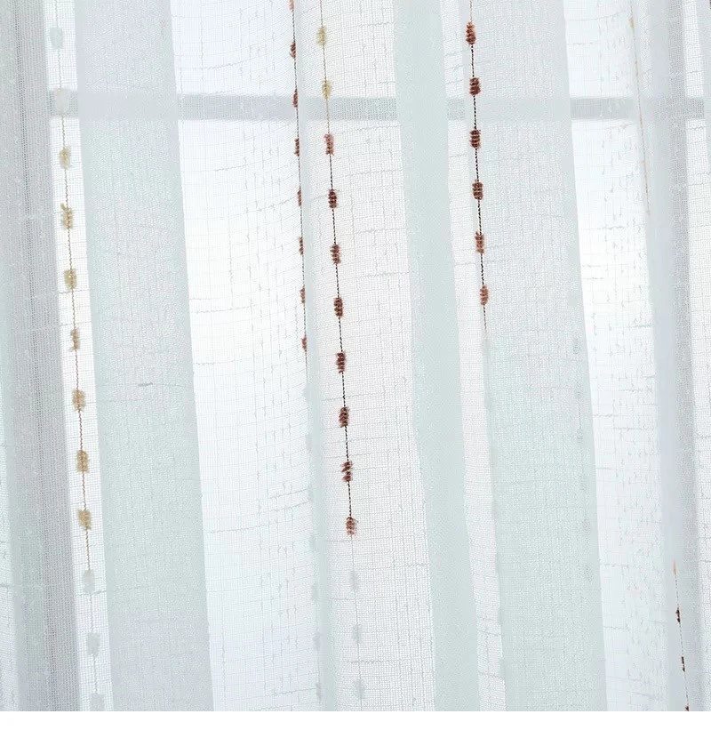 ICECUR льняная ткань в полоску вышитый тюль занавески s для гостиной кухни простые современные занавески оконные шторы вуаль шторы