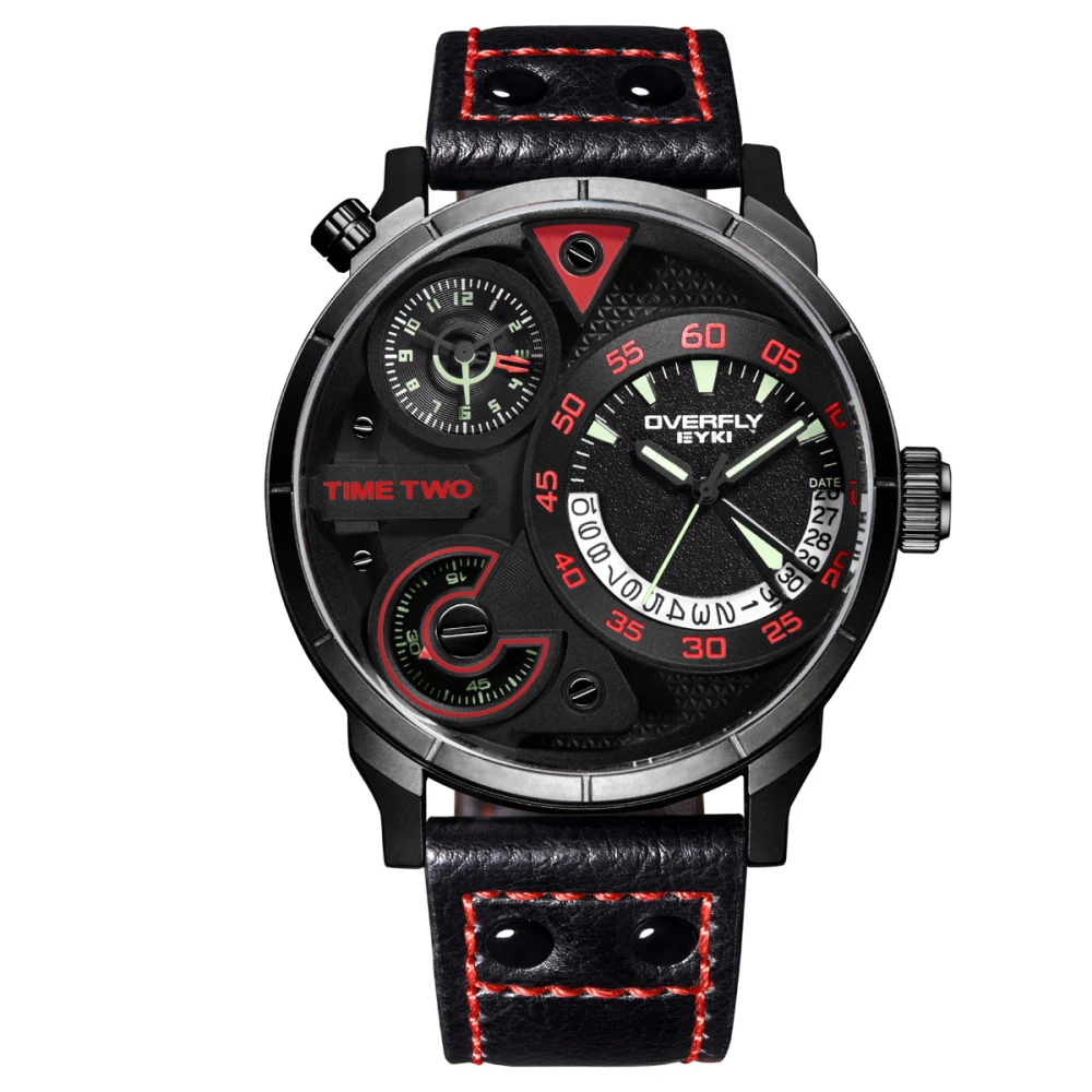 EYKI супер большой Многослойные стереоскопического набором два часовых поясов Дисплей модные спортивные часы Для мужчин Водонепроницаемый световой Элитный бренд часы