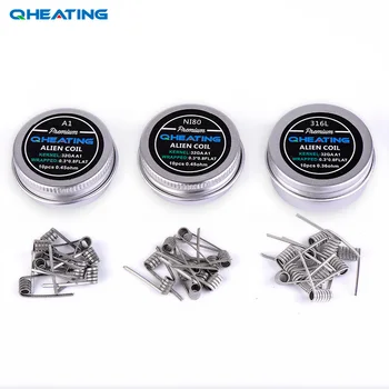 

Qheating NI80 coil Alien clapton coil 316L A1 prebuilt Coil electronic cigarette rda atomizer wick coil resistance 10box/lot