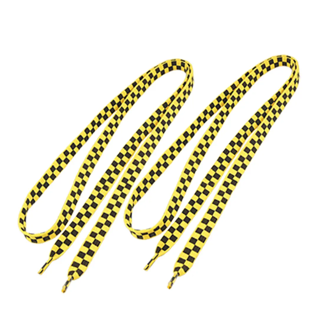 

UXCELL 2 Pcs Yellow Black Plaids Pattern Polyester Nylon Shoelaces For Canvas Shoes
