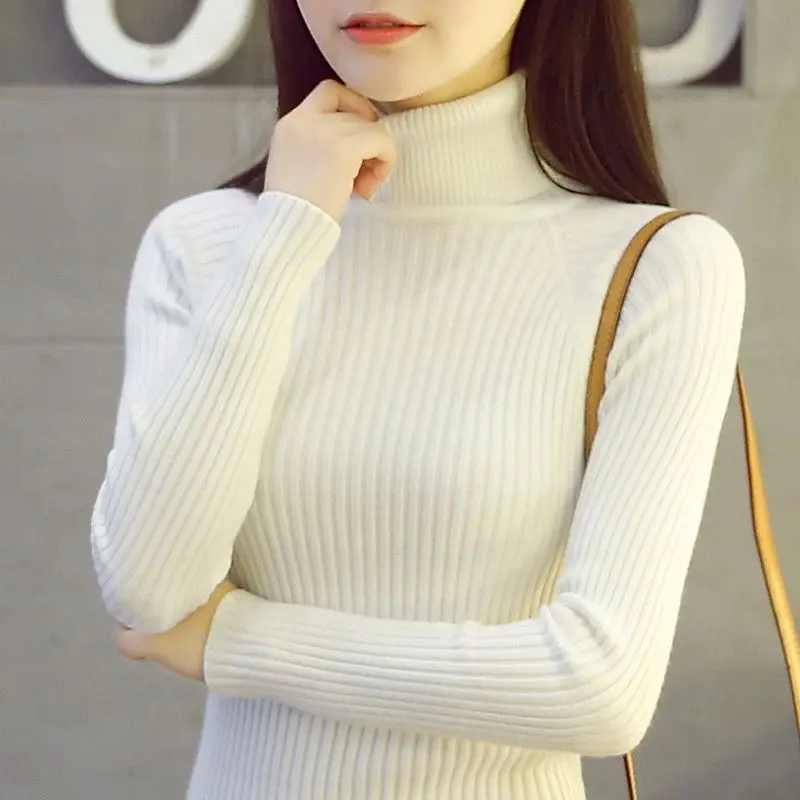 Высокое Качество Кашемировый Свитер 2018 Новая мода тонкая водолазка теплая Для женщин свитер пуловеры вязаный женский белый свитер YP1224