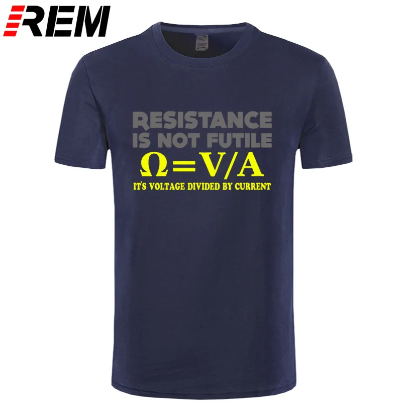 Сопротивление не бесполезная футболка умник электрик наука Забавный подарок на день рождения Мужская футболка мужская одежда размера плюс поступление - Цвет: navy gray