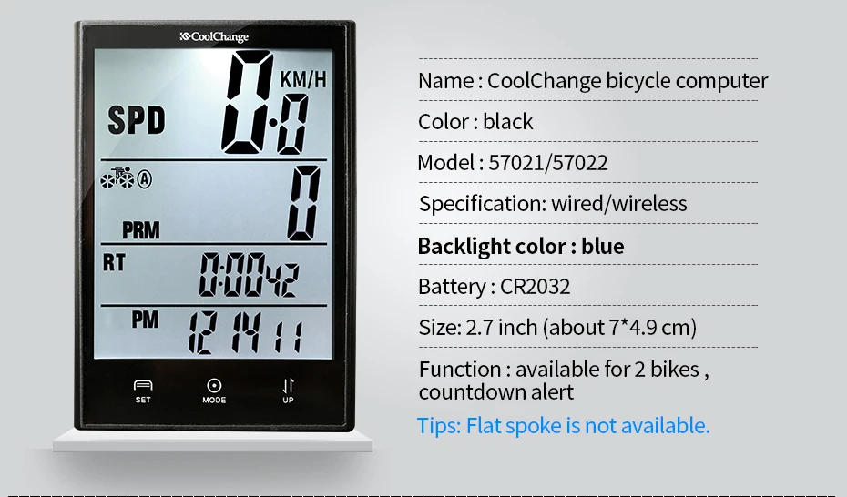 CoolChange велосипедный компьютер водонепроницаемый большой экран велосипедный одометр беспроводной и проводной Секундомер MTB Велосипедный компьютер Спидометр