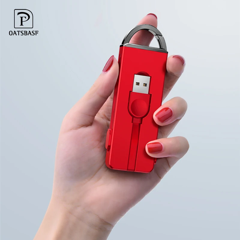 

OATSBASF Unique Keychain 3 In 1 with Type C Adapter Charger Cable for iPhone XS X 8 7 Plus Charging Cable for Huawei P10 pro