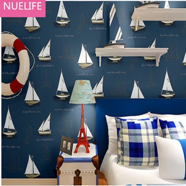 dark blue kids room bedroom 053x10m nonwoven dark blue sailing pattern mediterranean style wallpaper bedroom living room non woven dark blue kids room bedroom 053x10m nonwoven dark blue sailing pattern mediterranean style wallpaper bedroom living room non woven