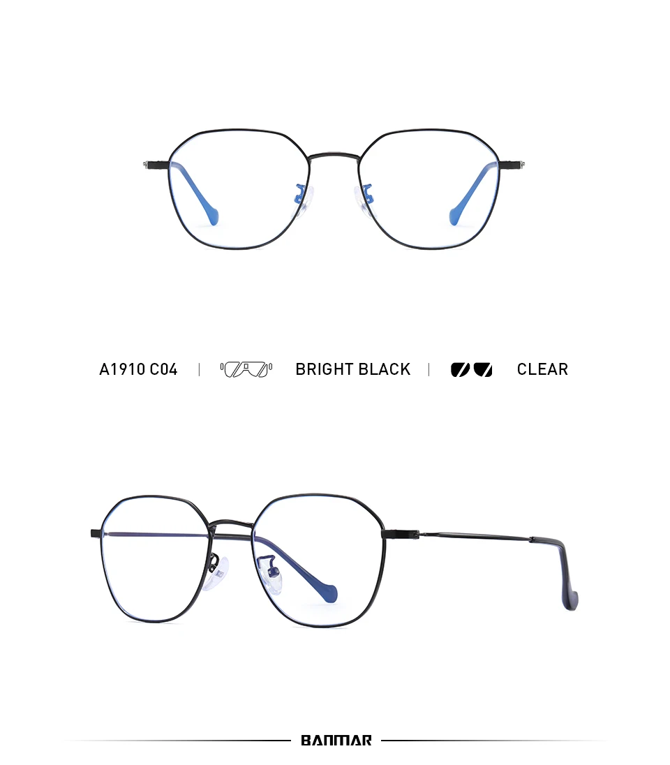 BANMAR очки, оправа для мужчин и женщин, металлические анти-голубые лучи, компьютерные очки, очки, очки для чтения, устойчивые к радиации, оптические очки 1910