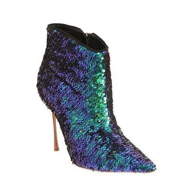 sequin heel boots