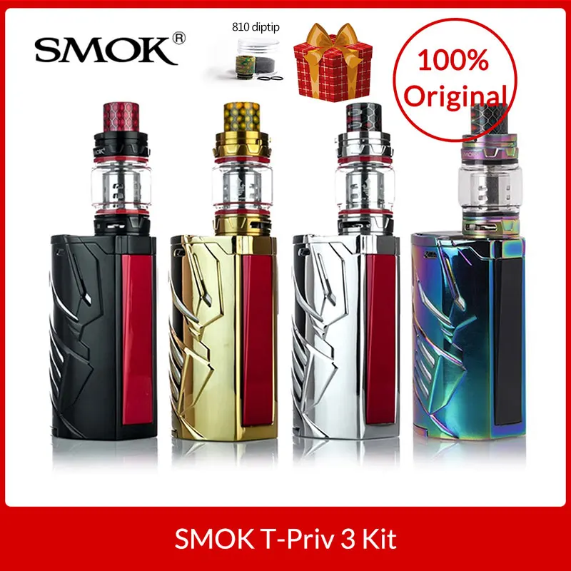Original SMOK T-Priv 3 Kit 300W with TFV12 Prince Tank 8ml + Q4/T10 Coils For Electronic cigarette smok t priv 3 mod box kit