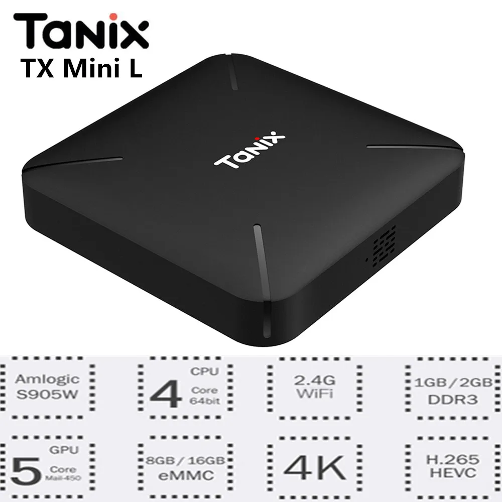 Tanix TX3 мини L ТВ коробка Android 7 1 Amlogic S905W 2 ГБ Оперативная память + 16 Встроенная 2.4g WiFi 100