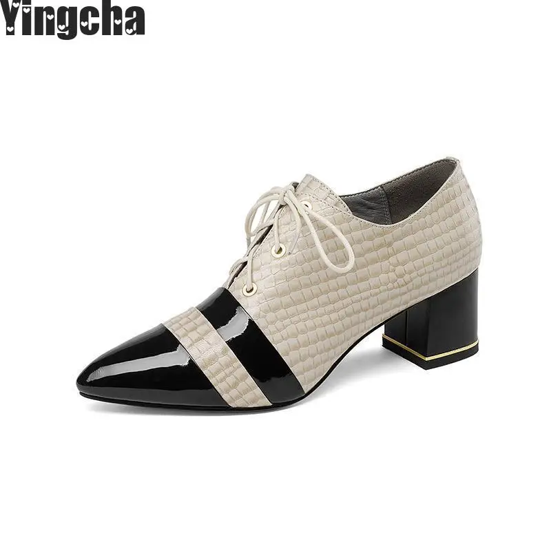 

New 100% Black Bottom Sole High Heels Pumps Square Toe Genuine Leather Shoes Women Ladies Sexy Chaussure Femme