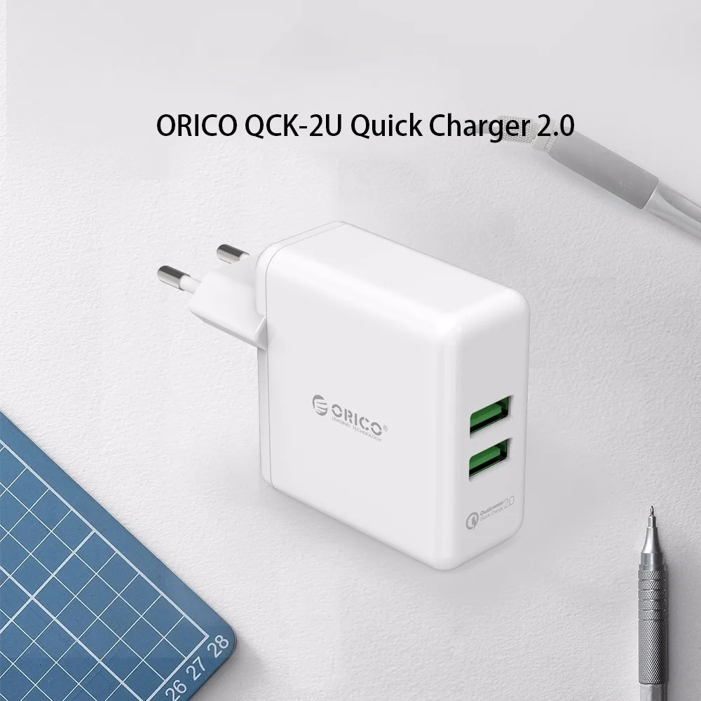 Быстрое зарядное устройство ORICO с двумя портами, QC 2,0, USB, 36 Вт, максимальное быстрое настенное зарядное устройство для мобильного телефона Xiaomi huawei, быстрое зарядное устройство