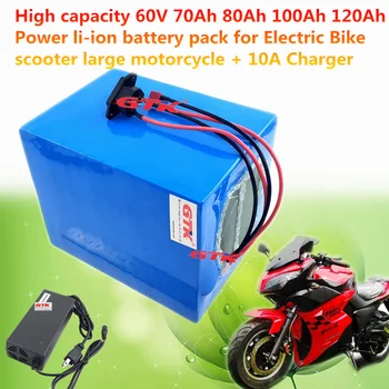 

High capacity 60V 70Ah 80Ah 100Ah 120Ah Power li-ion battery pack for Electric Bike scooter large motorcycle + 67.2v 10A Charger