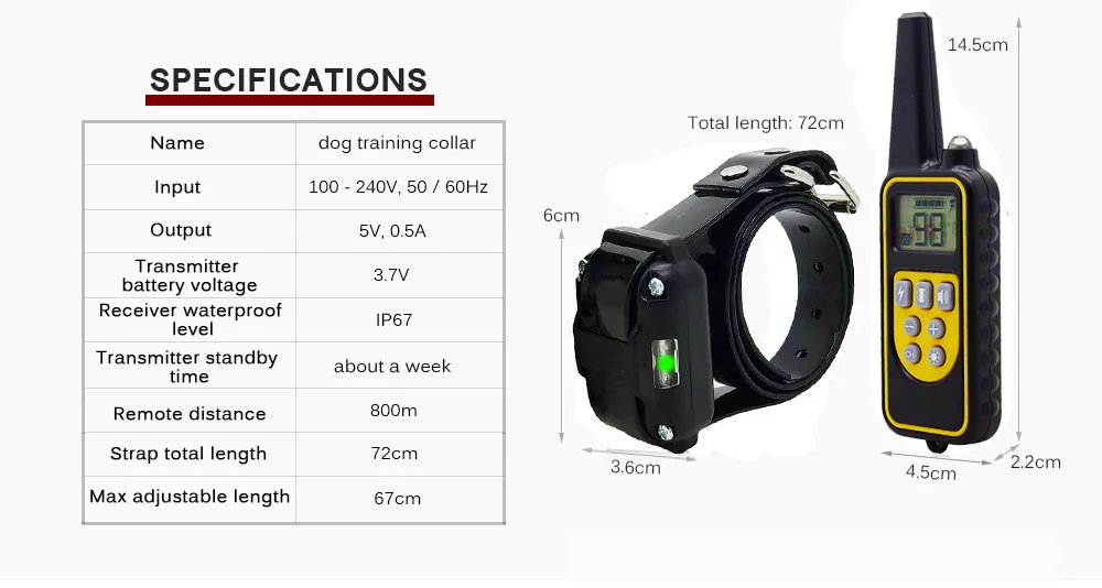 Ошейник для обучения собак водонепроницаемый перезаряжаемый электрический прибор для обучения собак с пультом дистанционного управления 28810180421