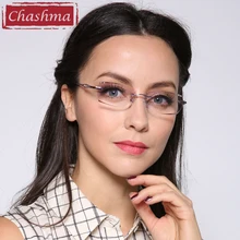 Чашма Роскошные тонированные линзы близорукость очки для чтения Алмазная резка без оправы сплав очки оправа цветные линзы для женщин