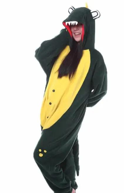 

2017 New Winter Fashion Green Crocodile Onesie Long Sleeve Loose Sleepwears Girls Jumpsuit Pajamas Animal Cute Casual Costumes