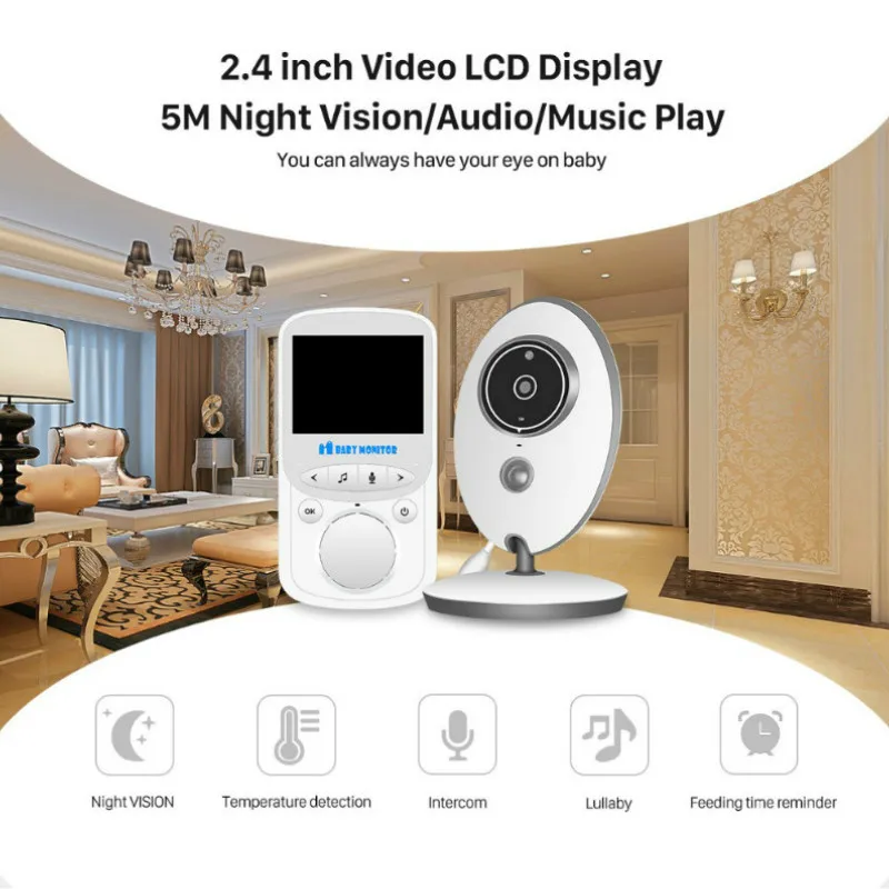 Wireless LCD Audio Video Baby Monitor VB605 Radio Nanny Music Intercom IR 24h Portable Baby Camera Baby Walkie Talkie Babysitter 4