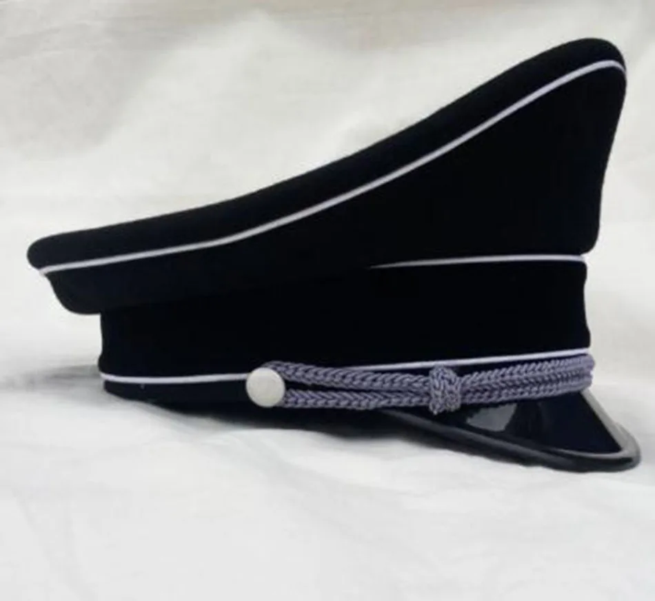 WW2 Army Caps Collectibles Black Officer Large Brimmed Hats Woolen Cloth