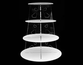 

4 Tier White Circle Heart Glass Tiered Cupcake Stand For Wedding Free Shipping