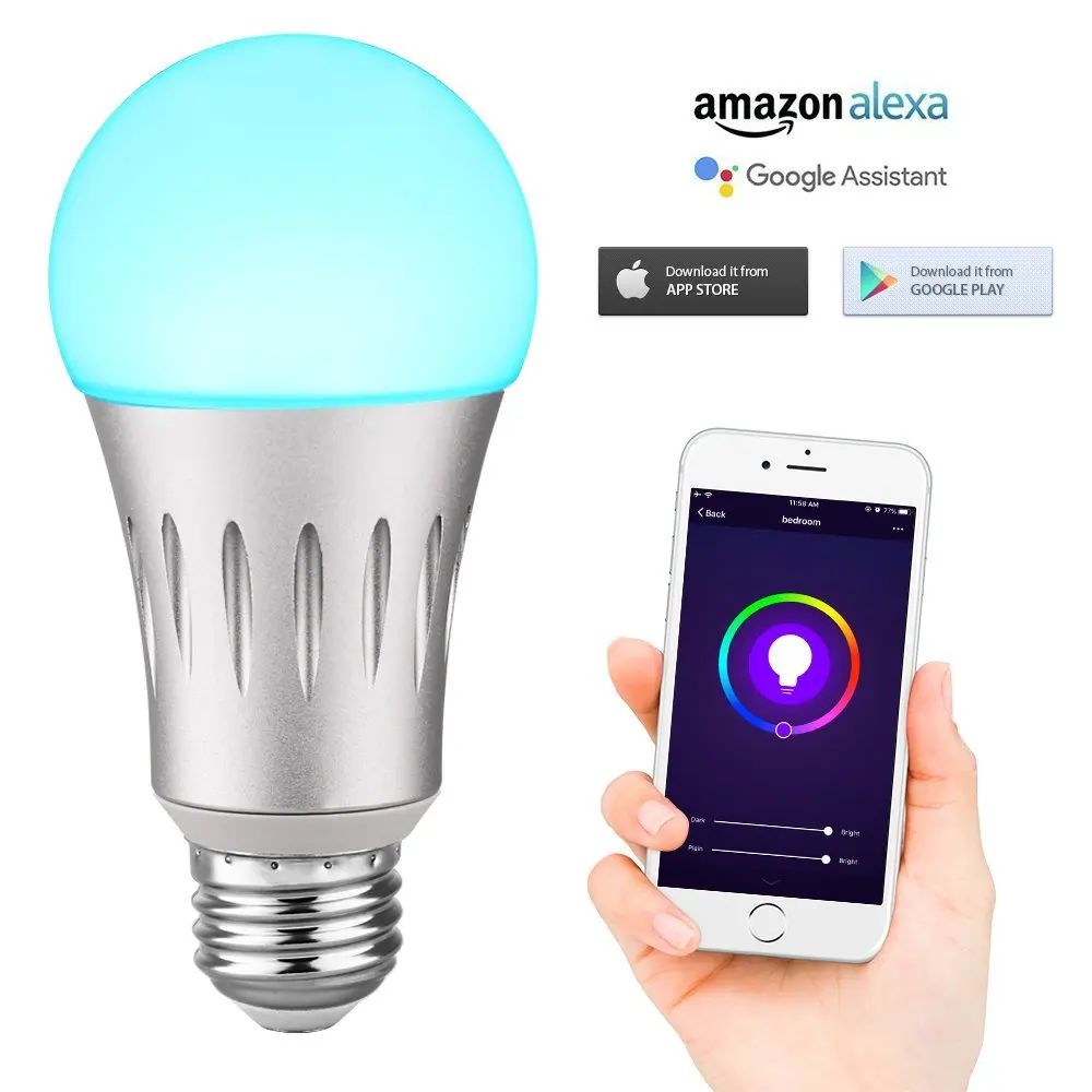 Wifi Smart Light светодиодные лампы 7 Вт 60 E27 600 лм эквивалент затемнения теплый белый