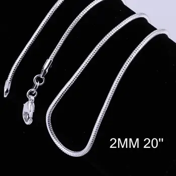 

2mm 16''-24" Long Silver Color Brass Snake Chain with Lobster Claw Clasps for Necklace Making DIY Accessories