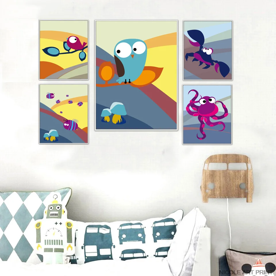 Cartoon-Bear-Zebra-Penguin-Fox-Bird-Wall-Art-Canvas-Painting-Nordic-Posters-And-Prints-Animals-Wall (2)