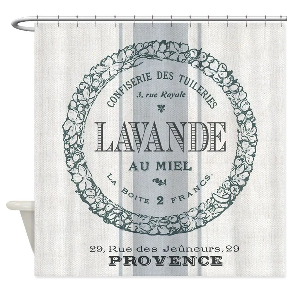Vintage French Lavender Shower Curtain Decorative Fabric Shower Curtain