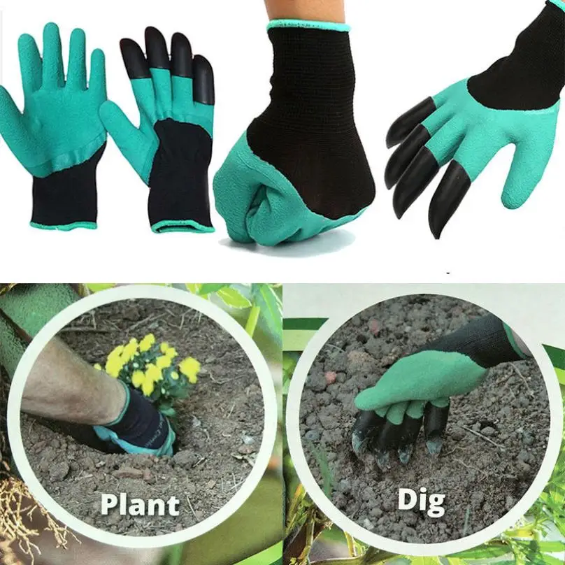 1 пара оптом дропшиппинг moonbiffy садовые перчатки с 4 напальчники из АБС-пластика для садового копание, рассада