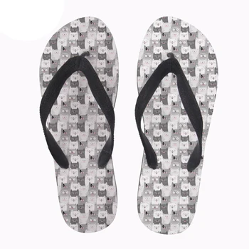 

Customized Summer Women Flip Flops Cute Animal Cartoon Cat Print Casual Women's Slippers Slip-on Female Flip Flops Beach Shoes