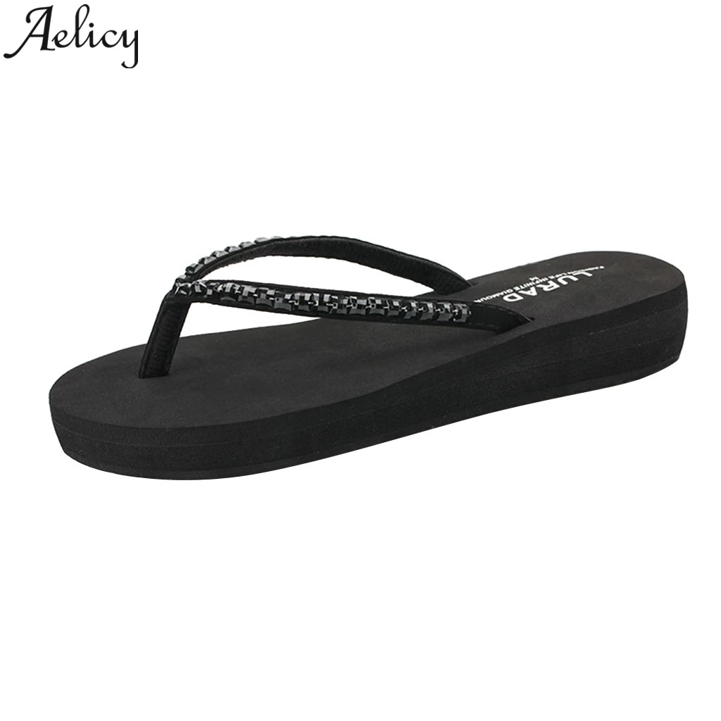 

JAYCOSIN 2019 Women's Summer Casual Rhinestone With Non-Slip Beach Flip Flops Shoes Casual Shoes Women Fashion Beach Shoes Flip