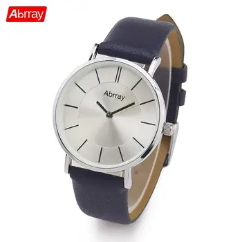 

Abrray Simple Style Quartz Women Watch Elegant Watches Royal Blue Leather Strap Silver Case Fashion Style Wristwatch For Ladies