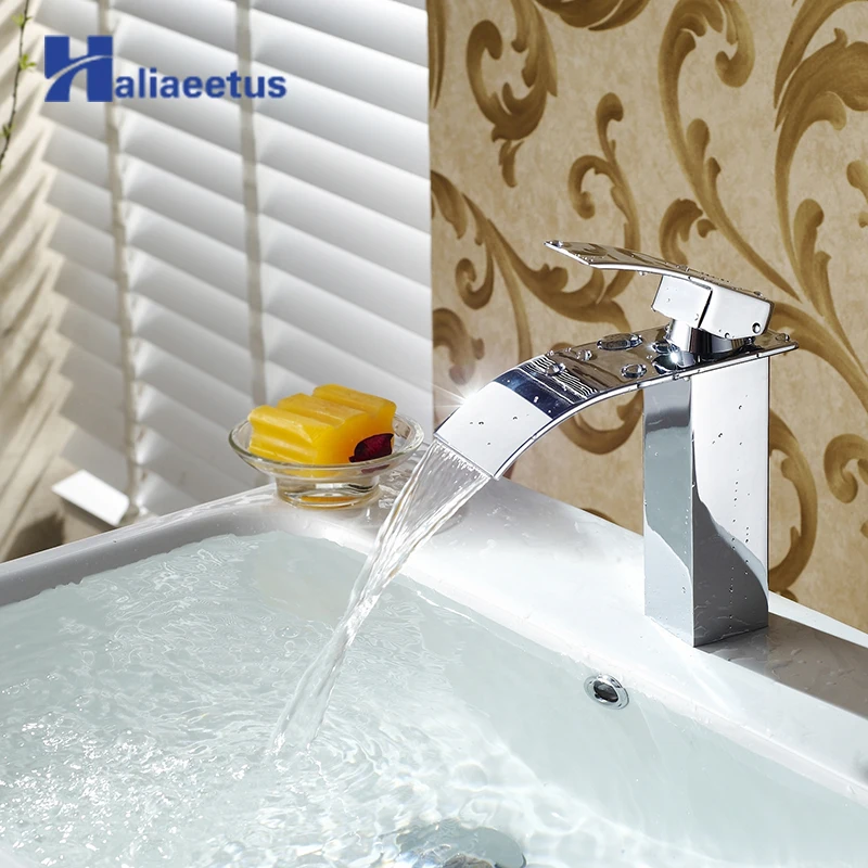 شحن مجاني شلال صنبور الحمام الغرور أحواض من الزجاج خلاط حوض للحمام بالوعة الحنفية الحنفية الباردة والساخنة مياه الحنفية