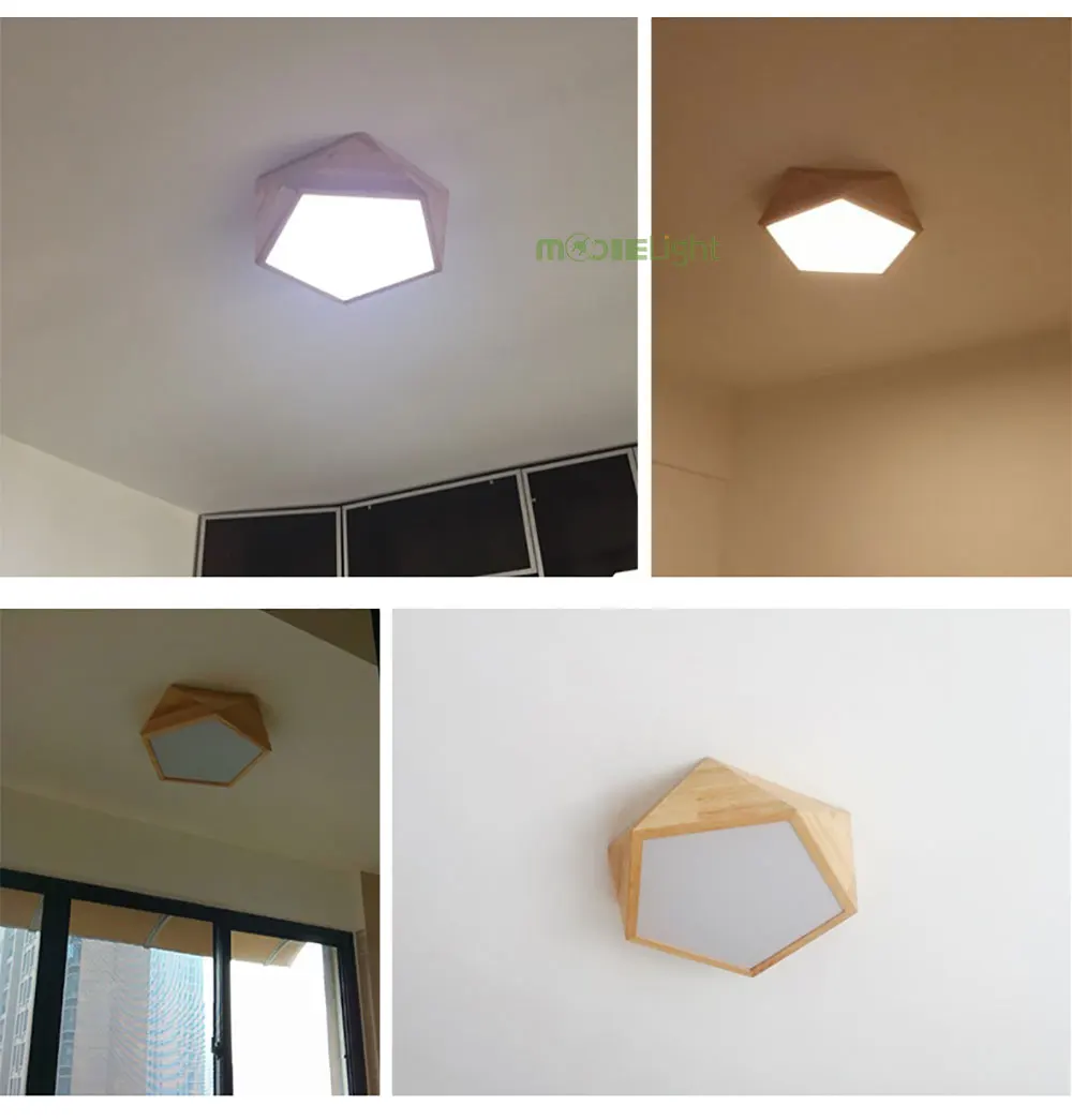 Mooielight Creative Wood Geometric LED Ceiling Lamps modern living room bedroom aisle ceiling light, Indoor Lighting Fixture