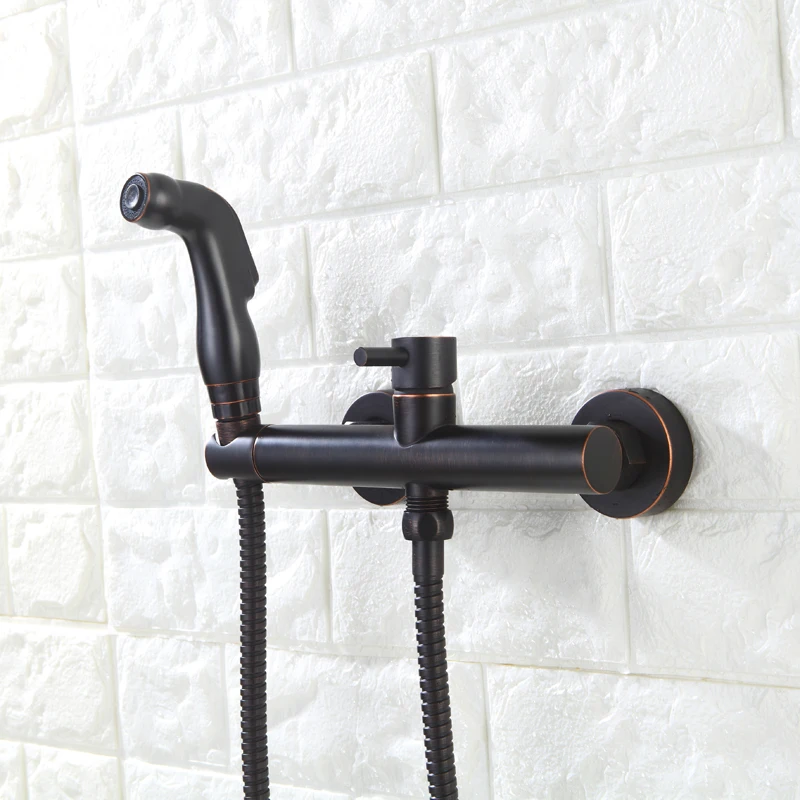 

Oil Rubbed Bronze Bath Toilet Bidet Spray Hot & Cold Mixer Valve with Hose, Handheld Bidet ,Portable Hand Held Bidet Shower Set-