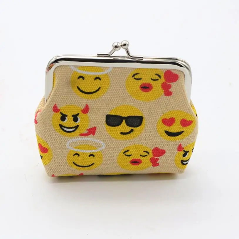 

Womens Smiling Face Canvas Wallet Card Holder Coin Purse Lady Retro Vintage Leather Small Bozuk Para Kesesi