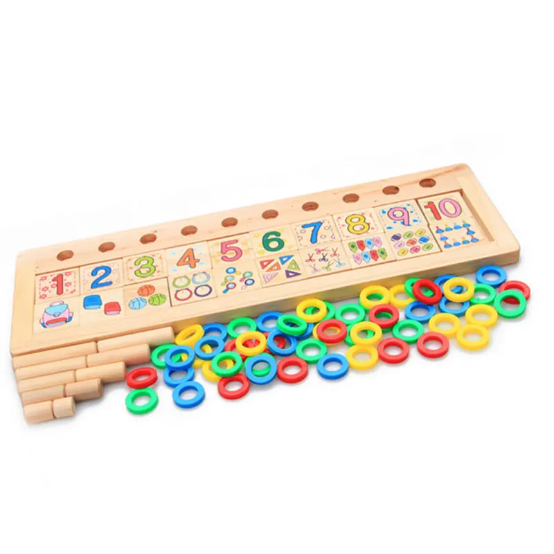 

Colorful Wooden Montessori Math Board Shape Sorter Preschool Intellectual Toys Shape Digital Cognitive Color 3D Puzzle Set