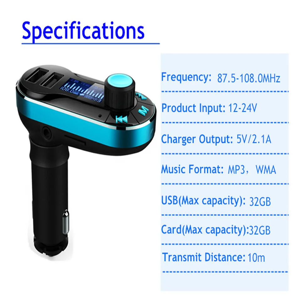 Bluetooth FM Transmitter Module Car Kit MP3 Players With USB SD Aux-in Handsfree Remote Control Car Charger For iphone Samsung-8