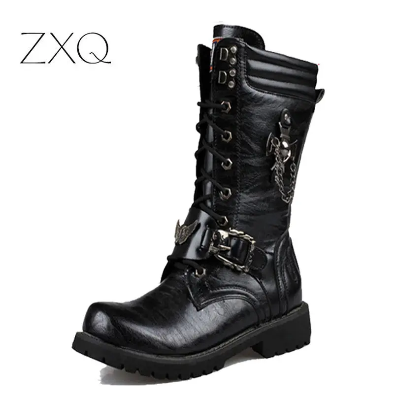 NEW 2017 Personality Men's boots Punk Boots Black Male High Top Shoes
