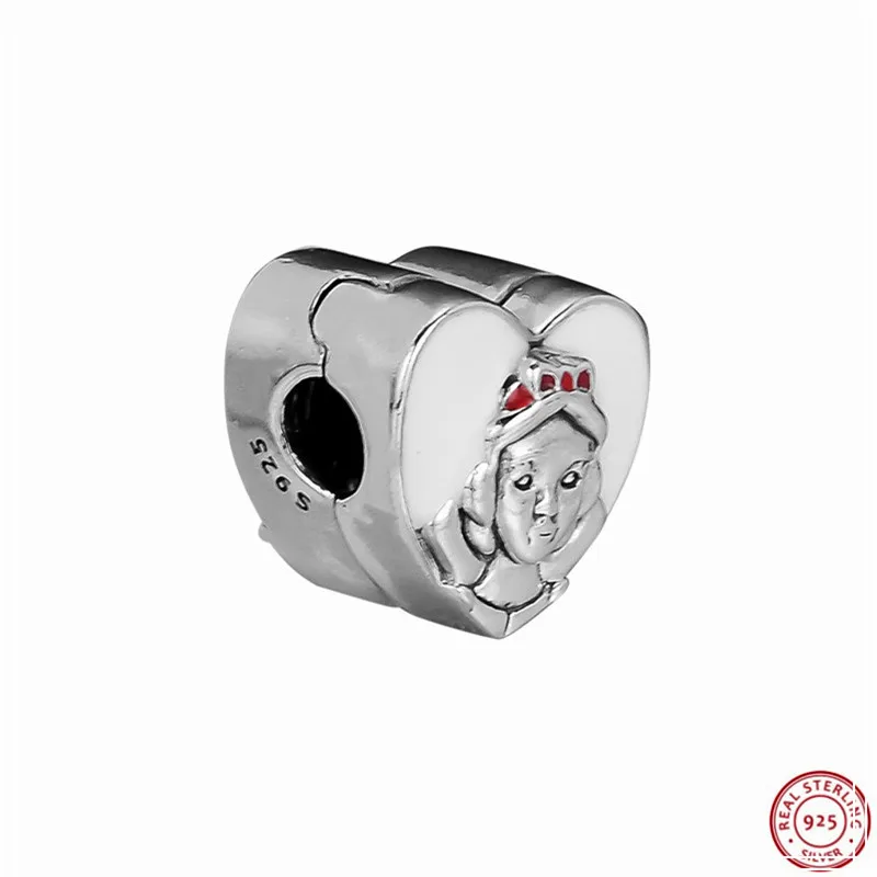

Desney Red Enamel Snow White Portrait Clip Charm Beads for Women Jewelry Making DIY Fit PANDORA Charms Silver 925 Original CL058