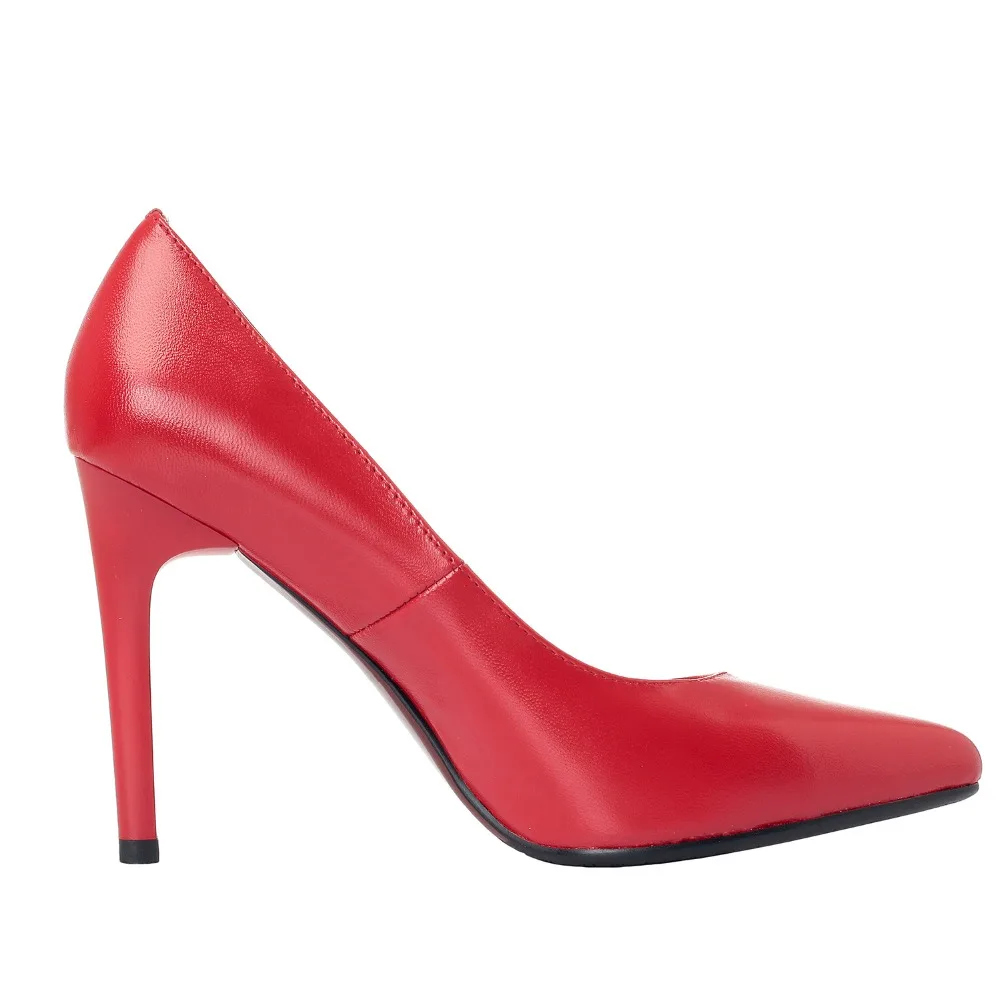 POPULAR FASHION 2018 Women Shoes Pointed Toe Pumps Sexy Red Genuine Leather High Heels Party Wedding Dress Shoes Feminino Women's Shoes