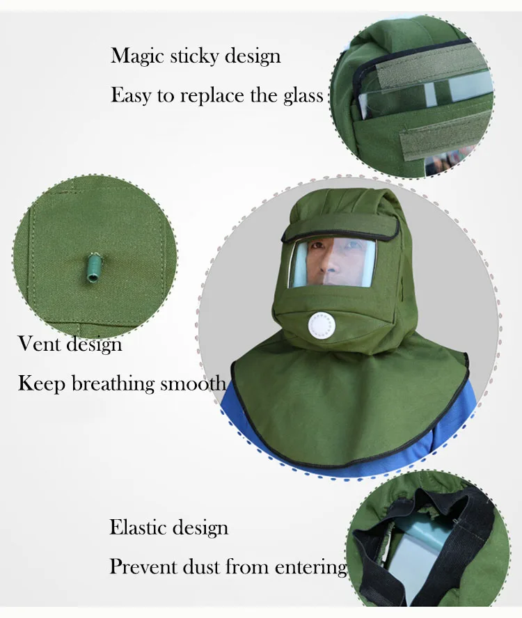 CCGK Painting Protective Mask Dustproof hood Sandblasting Protective Cap Industrial Grinding Labor helmet Anti Dust Equipment (6)