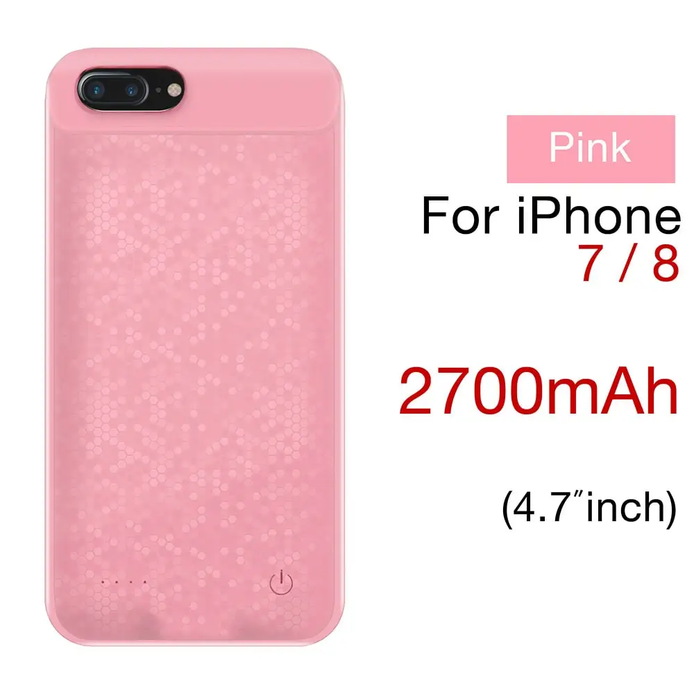 Чехол для зарядного устройства для скворечной комнаты для iPhone 7, 8, 7 Plus, ультра тонкий внешний аккумулятор 2700/3700 мАч, чехол для аккумулятора для iPhone 6, 6s Plus - Цвет: Pink for I7 I8