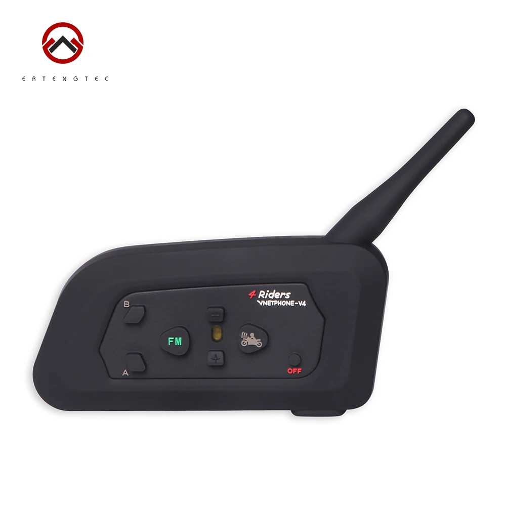 

Bluetooth Intercom Interphone V4-1200 1PC 1200m For Motorcycle Waterproof 550mAh Battery Support 4 Riders Talking FM Radio