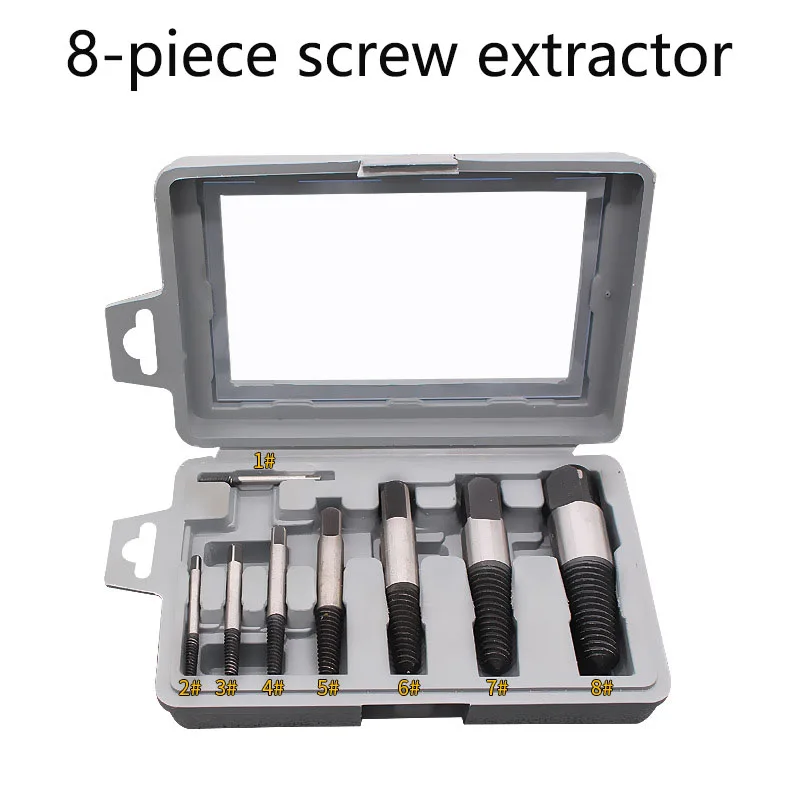 

8pcs Damaged Screw Extractor Drill Bits Guide Set Broken Speed Out Easy out Screw extractor Stripped Screw Remover Tool