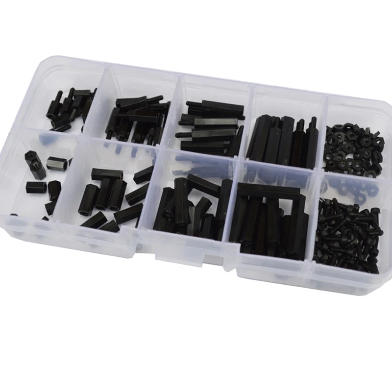

M2 Nylon Hex Male Female Standoff Pillar Mount Threaded PCB Hexagon Motherboard Spacer Bolt Screw Nut Black Set Assortment Kit