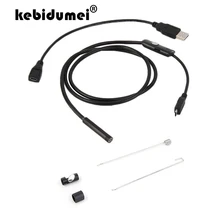 Kebidumei мини USB 720P HD 7 мм эндоскоп Водонепроницаемый 6 светодиодный 1 м бороскоп змея инспекционная трубка видео камера адаптер для Android PC