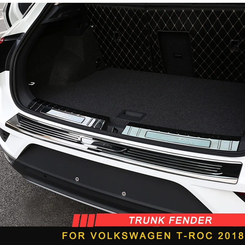 

For Volkswagen T-ROC 2018 Stainless Steel Rear Trunk Pad Fender Car Accessories Rear Bumper Foot Plate
