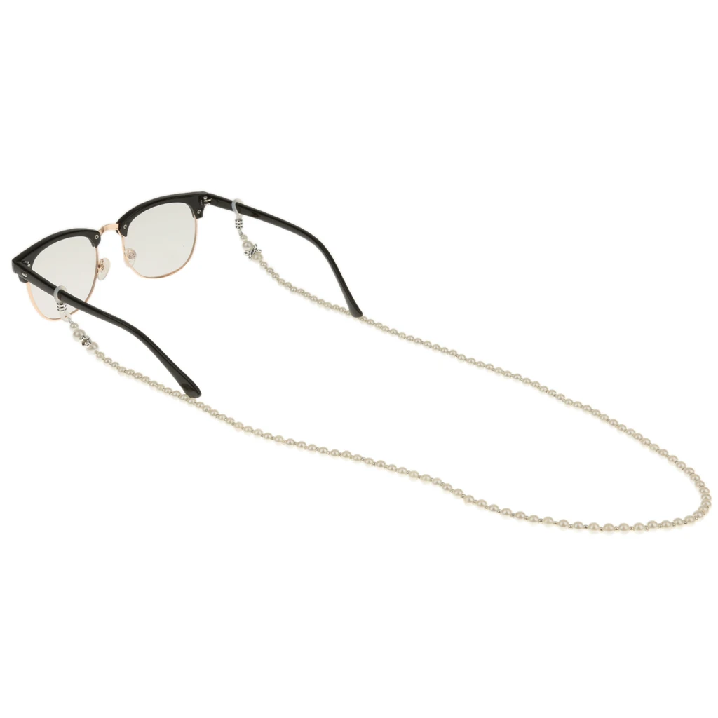 2Pcs Spectacles Imitation Pearls Glasses Eyeglasses Chain Sunglasses Bead Chain Strap Cord for Women and Girl