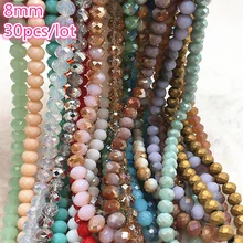 30 unids/lote 8mm Multicolor cuentas Austria cristal facetado cuentas de vidrio de cuentas para pulsera de joyería haciendo #30