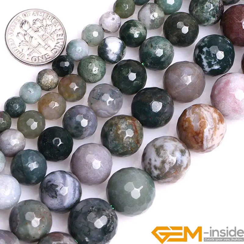 

Natural Stone Indian Agates Round Faceted Beads For Jewelry Making 15" DIY Bracelet Necklace 6mm 8mm 10mm 12mm 14mm