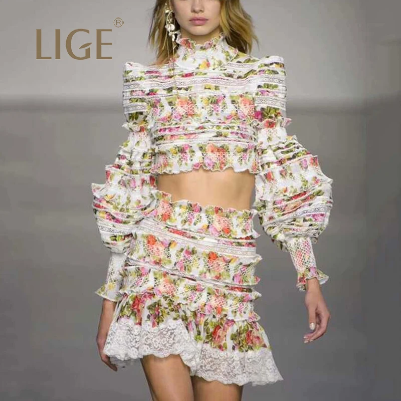 Summer-High-Quality-2-Piece-Sets-Women-Sleeve-Long-Floral-Printed-Lace-Shivering-Shirts-Sexy-Mini (1)